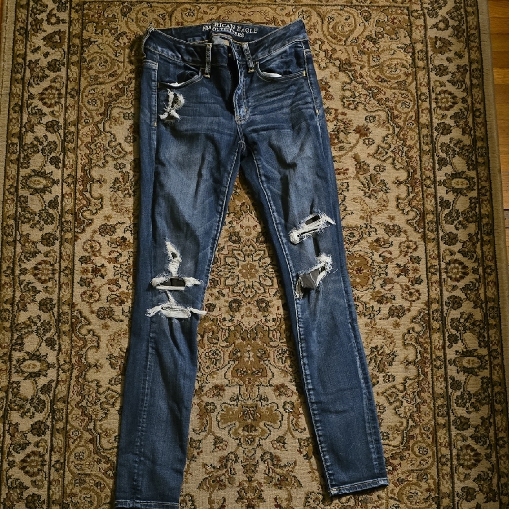 American Eagle Outfitters Ripped Blue Skinny Jeans